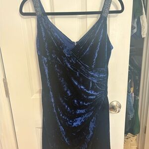 Elegant Blue Velvet Dress